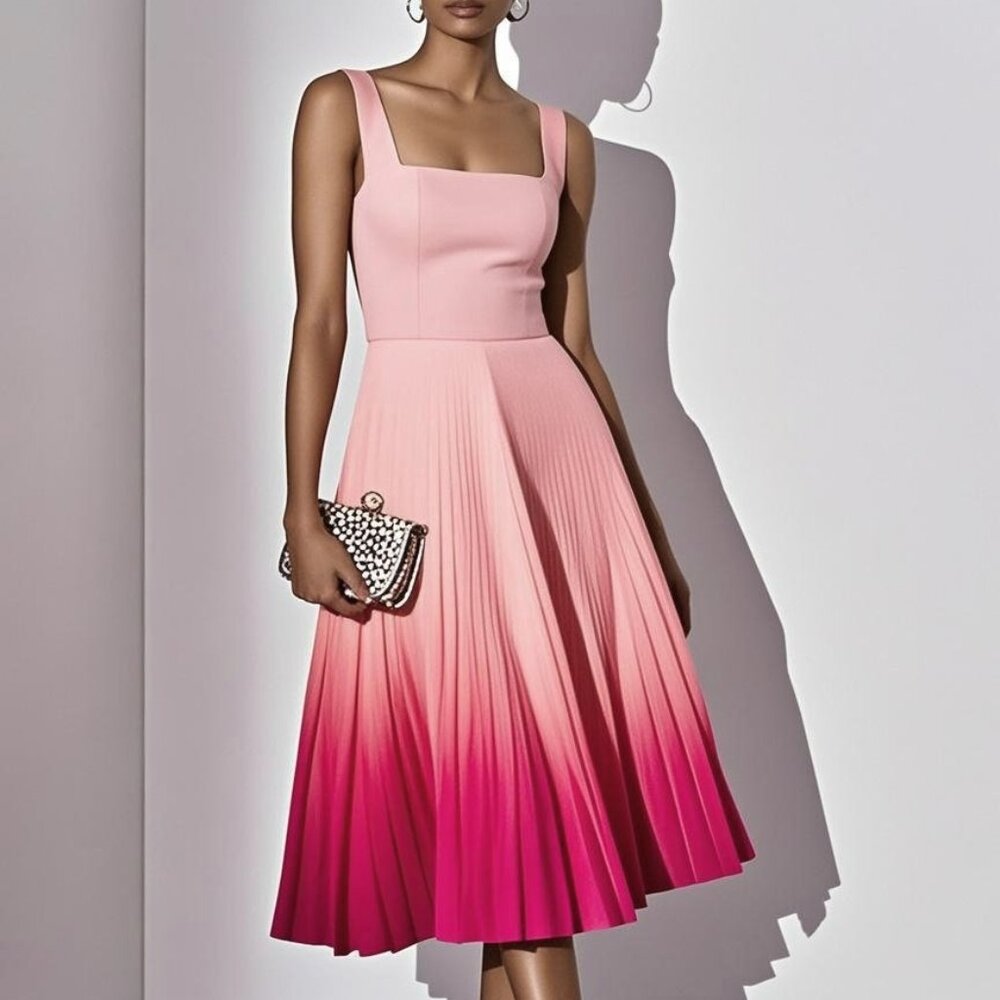 FEHAUTE Elegant Pink Ombre Maxi Dress